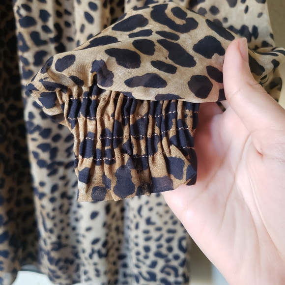 Zara Mock Neck Leopard Print Long Sleeve Dress - Picture 6 of 6
